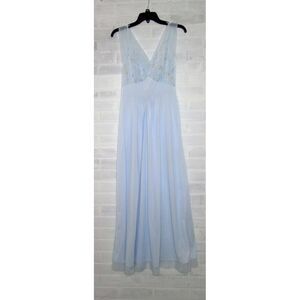 Vanity Fair Nightgown Size 34 Blue Nylon Tricot Long Gown‎ Vintage Elegant